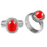 SR-8052-CR-5" Sterling Silver Ring With Coral Jewelry Bali Designs Inc